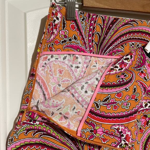 J. Crew Pink Paisley Mini Pencil Skirt Orange 70s 60s groovy Psychedelic Pattern - Picture 7 of 10